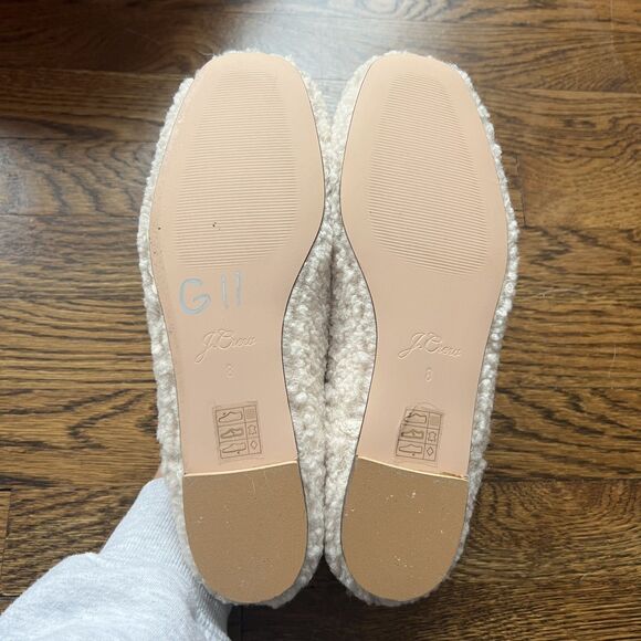 J. Crew Sherpa Flats with Elastic in Dusty Ivory BD448 Women's Size 8 - Picture 10 of 12